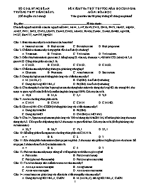 Đề kiểm tra thử THPT Quốc gia môn Hóa học - Năm học 2015-2016 - Trường THPT Diễn Châu 2